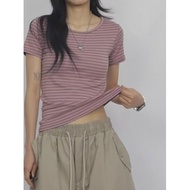 Codibook|Korea EEZEE Striped Elastic Short Sleeve T-Shirt TS030 Top Women's Clothing