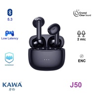 หูฟังบลูทูธ Kawa J50 ไมค์ 4 ตัว มีระบบตัดเสียงรบกวนขณะคุย (ENC) กันน้ำ IPX5 บลูทูธ 5.3 หูฟังไร้สาย