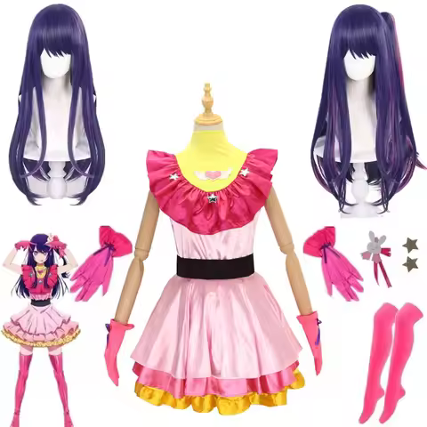 Anime OSHI NO KO Ai Hoshino Cosplay Costume Dress Lolita Skirt Pink Uniform Bunny Hairpin ang wig Ha
