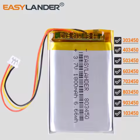 JST1.25 3P 3.7V 2000mAh 103450 Lithium Li-ion Polymer Battery Lipo 303450 403450 503450 603450 70345