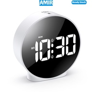 AMIR Digital LED Alarm Clock, Bedside Clock with Dual Alarms, 3-Level Brightness Dimmer, Big Digit D