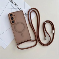 Crossbody Lanyard Magnetic Phone Case For Samsung Galaxy S26 S25 Edge S24 FE S23 Ultra Plus Hard PC 