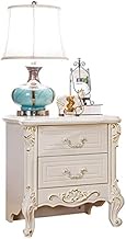 Nightstand Simple Bedside Table for Bedroom Office French Pastoral Delicate Storage Cabinet European-style Wooden Carved Bedside Table Side Tables Bed Side Nightstand Set Stabilize