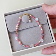 【春天】粉色薔薇輝 月光石珍珠 水晶女生細小眾手鏈 客制化