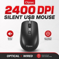 Wired USB Mouse Cliptec RZS952 2400DPI Silent Optical Laptop