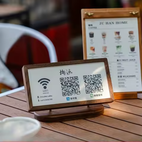 Premium Walnut Wood Code Stand Alipay WeChat Payment Holder Luxury Cafe Countertop Display Handcraft