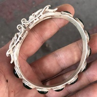 Antique Miscellaneous Collection Daqing Qianlong Year-Made Green Beads Dragon Head Bracelet Antique 