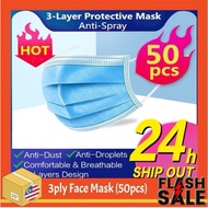 【Ready Stock】50pcs Face Mask Disposable Earloop 3ply Face Masks Civilian face mask 50pcs