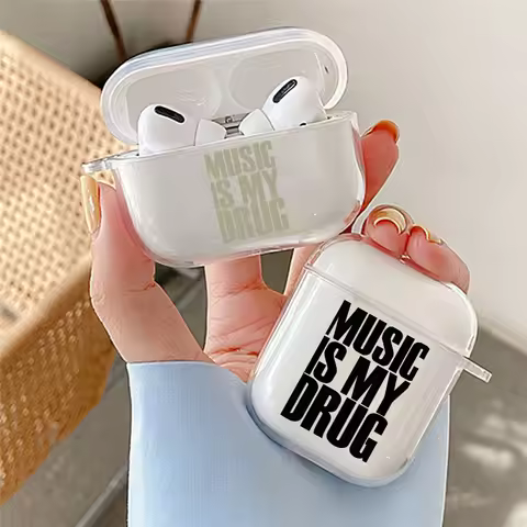 Trendy Love Music English Earphone Case for Airpods 4th 3rd 2 Pro 3 Transparent Cover for Airpod 3 1