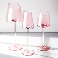 Style Pink Champagne Red Cup Set Household High-End Light Luxury Big Belly Red Rod Burgundy Crystal 