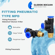 MPD 08-04 Tee Fitting Side Thread Slip Lock Hose 8mm Thread 1/2 Inch