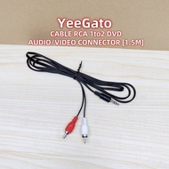 [1.5M] RCA CABLE 1to2 AUDIO/VIDEO CONVERTER CONNECTOR 3 COLOUR [BLACK,RED & WHITE] PHONE SPEAKER COM