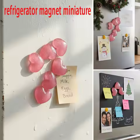 6-12PCS/Set of Magnets 3D Shiny Glossy Heart Fridge Magnet Cute Hearts Refrigerator Fridge Magnets D