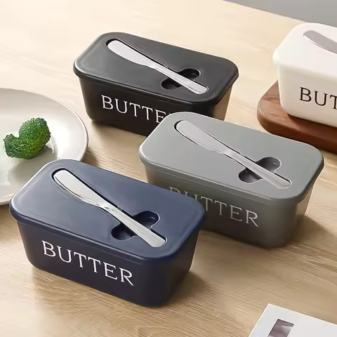 Butter Container Food Grade PP Box Restaurant Sealed Storage Box Cheese Dish With Knife Butter Slice