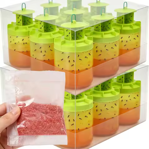 Hanging Fly Trap Catcher with Bait Hornet Bee Trap Repellent Reusable Mosquitoes Gnats Effective Ins