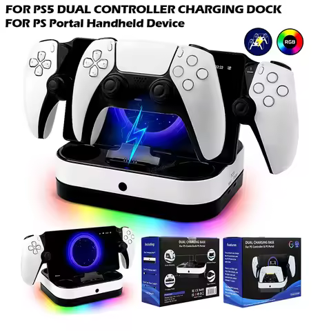 NEW For PS5 Controller Charger Stand LED Indicator & RGB Light Dual Charging Dock for PS5 Controller