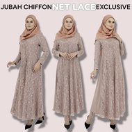 JUBAH CHIFFON NET LACE EXCLUSIVE |JUBAH RAYA 2023 | DRESS PENGANTIN l READY STOCK | 30096