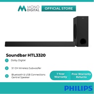 Philips Soundbar TV HTL3320 TV Wireless Subwoofer Soundbar (Bluetooth, Dolby Audio, 3.1 CH, 300 W, H