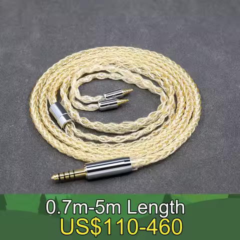 8 Core 99% 7n Pure Silver 24k Gold Plated Earphone Cable For Sennheiser IE40 Pro IE40pro LN008816
