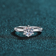 0.5-3CT Real Moissanite Ring with GRA Certificate Platinum Plated Size 4.5-9 Silver 925 Promise Ring