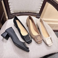 YSL SQUARE HEEL SHOES SUPER BEAUTIFUL WAX LEATHER