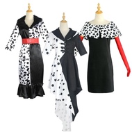 Cruella De Vil Cosplay Dress - Inspired by 101 Dalmatians - Black & White Design