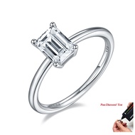 Real Moissanite Diamond Wedding Ring Emerald Cut 1 Carat 2ct Moissanite Ring Platinum Plated Women R