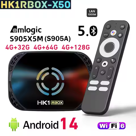HK1 RBOX X50 Android 14 Amlogic S905A Smart TV BOX 4GB DDR4 32GB 128GB AV1 1000M BT Wifi6 Media Play