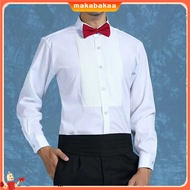 Men's Formal Dress Shirt Winged Collar Long Sleeve Solid Color Single-breasted Tuxedo Shirt for Offi