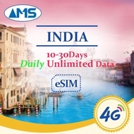 India eSIM 10-30 days daily unlimited data, India travel SIM card prepaid SIM card unlimited 5G 4G h