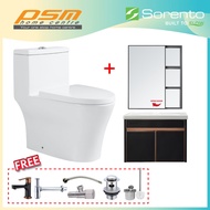 SORENTO Bathroom One Piece Design Toilet Bowl WC and Bathroom Stainless Steel 304 Basin Cabinet Comb