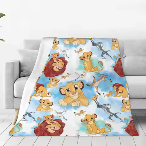 Lion King Simba Cartoon (4) Blankets Quality Warm Soft Throw Blanket Winter Airplane Travel Bedroom 