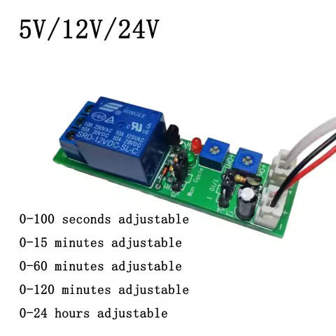JK11S Cycle Timer Delay on off Relay Module 5V 12V 24V Switch Relay Board 0-100s/0-15m/0-60m/0-120m/