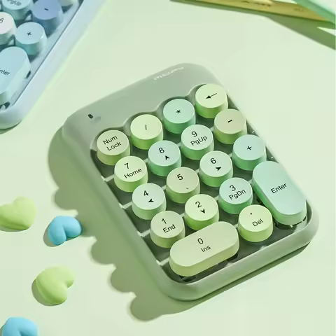 MOFii X910 Wireless Numeric Keypad, Macaron Retro Round Keycaps, Mini External Number Keypad for Fin