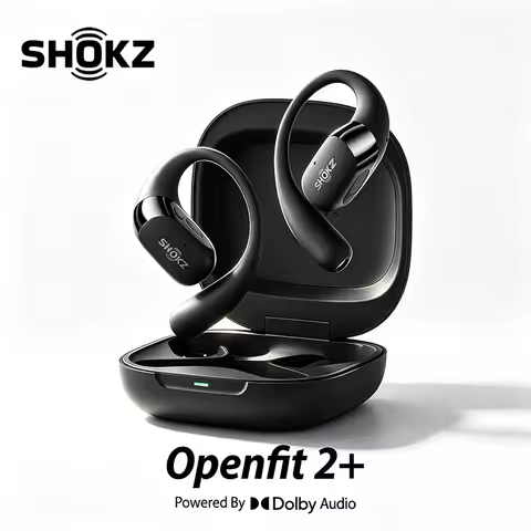 SHOKZ OpenFit 2+ T921 Open-Ear Headphones Dolby Audio Enabled Earbuds with Soft Ear Hooks 48H Playti