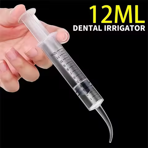 Syringe with Curved Tip and Straight Tip Disposable Irrigation Syringe Mouthwash Cleaner for Oral Ca