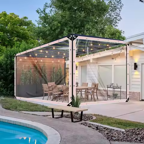 33x1.8M Transparent Tarpaulin Outdoor Waterproof Rain Cloth Thicken Plants Balcony Garden Garden Rai