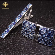 -Tie Clip and Cufflinks Set with box - High Quality Genuine Imported Cufflink