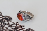 CINCIN PERAK WANITA CINCIN PERMATA ORANGE CINCIN PERAK BAKAR BALI