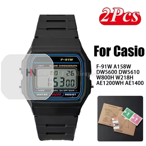 2Pcs Smartwatch Screen Protector For Casio Men Classic F91W-1 A158W DW5600/5610 HD Clear Anti-Scratc