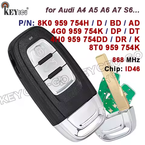 KEYECU 868MHz ID46 8K0959754H / 8K0959754BD 4G0959754K 4H0959754DD 8T0959754K Keyless-Go Remote Key 