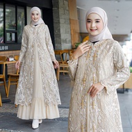 Gamis Cardigan Wanita Payet Mutiara Bahan Tile Chantile Payet Terbaru Cocok Untuk Pesta Mewah Polos