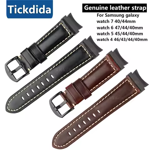 High Quality Genuine Leather Strap for Samsung Galaxy Watch 7 6 5 40/44mm Quick Release WatchBand fo