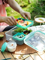 1.65L/1.25L Bento Box With Compartments, Leak-Proof Lunch Box For School, Snack Container, Microwave