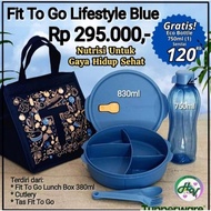 READY Tupperware Fit to go Lunch Set dapat tas, tempat makan besar skat, botol minum, sendok garfu m