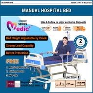 MEDICS Manual Hospital Bed 3 Function with Mattress - Katil Hospital Adjustable Murah, Medical Bed, Nursing Bed