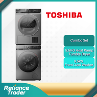 Toshiba 9.5KG Front Load Washer + Toshiba 9.0KG HEAT PUMP TUMBLE DRYER - TW-BK105GF4M(SK) + TD-BK100