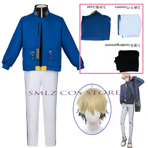 Felix Cosplay Anime Link Click Liu Xiao Cos Wig Xavier Xia Fei Costume Blue Coat Uniform Halloween P
