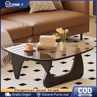 83cm Tempered Glass Coffee Table + Solid Wood Coffee Table Aesthetic Table Living Room Minimalist Co