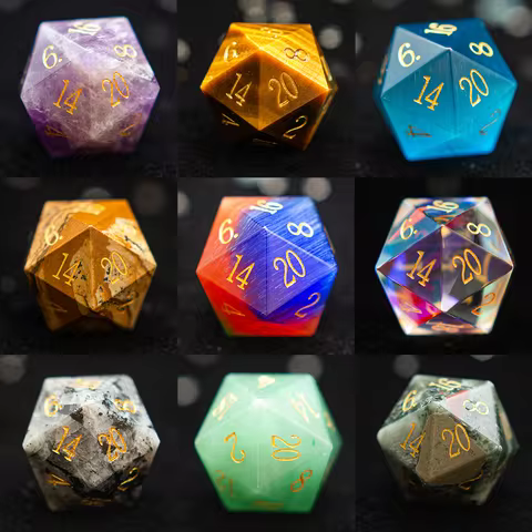 1pc 20 Sided D20 Dice Polyhedral Gemstone Various Shapes Digital D20 DnD Dice for D&D TRPG Tabletop 